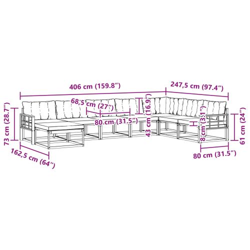 Комплект дивани за открито 24 pcs Натурален и Бежов