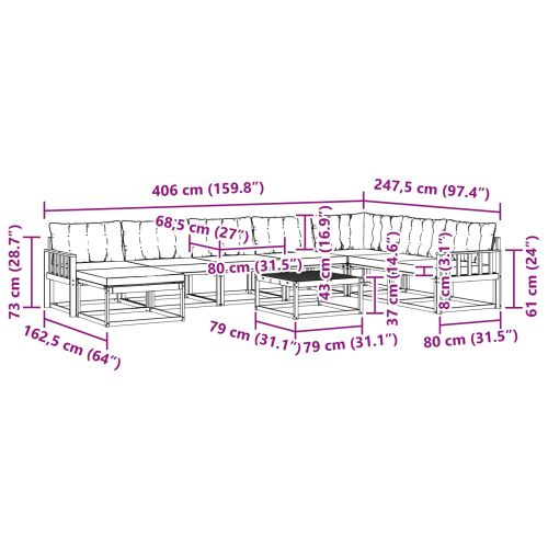 Комплект дивани за открито 25 pcs Натурален и Бежов