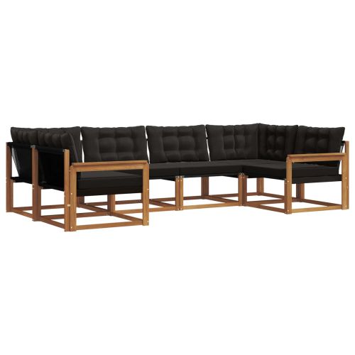Комплект дивани за открито 6 pcs Естествено и черно
