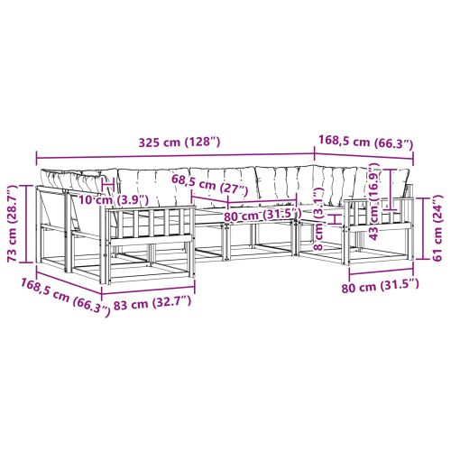 Комплект дивани за открито 6 pcs Натурален и Бежов