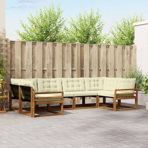 Комплект дивани за открито 6 pcs Натурален и Крема