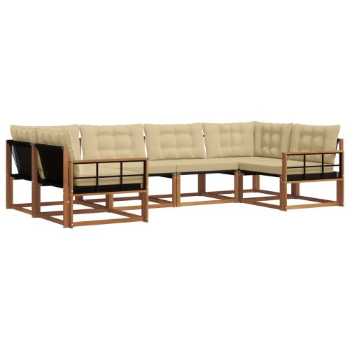 Комплект дивани за открито 6 pcs Натурален и Бежов