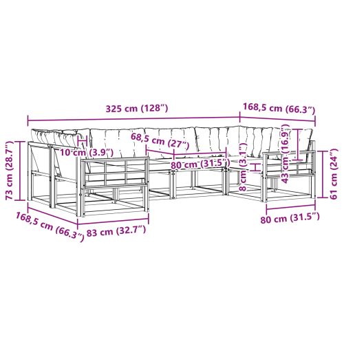 Комплект дивани за открито 6 pcs Натурален и Бежов