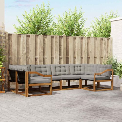 Комплект дивани за открито 6 pcs Естествено и светло сиво