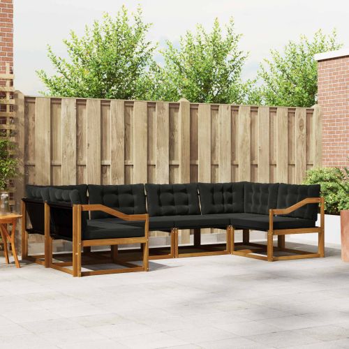 Комплект дивани за открито 6 pcs Естествено и черно