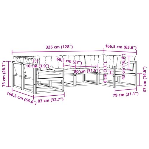 Комплект дивани за открито 6 pcs Натурален и Бежов