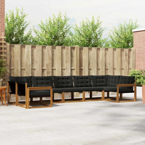 Комплект дивани за открито 7 pcs Естествено и черно