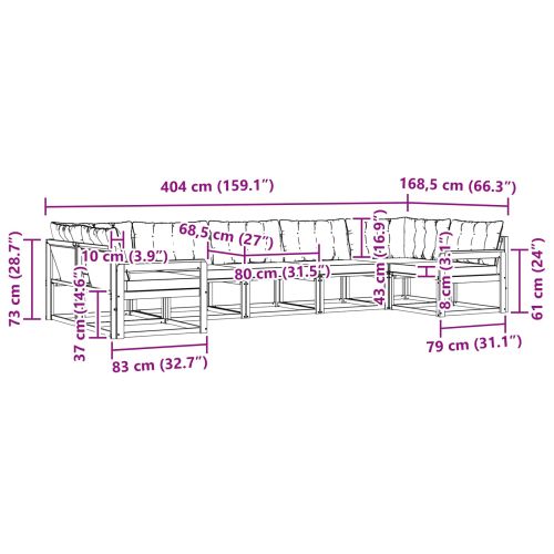 Комплект дивани за открито 7 pcs Естествено и черно