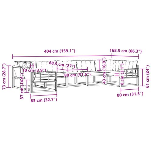 Комплект дивани за открито 7 pcs Натурален и Крема