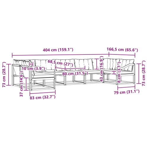 Комплект дивани за открито 7 pcs Натурален и Бежов