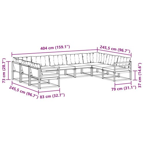 Комплект дивани за открито 9 pcs Естествено и черно