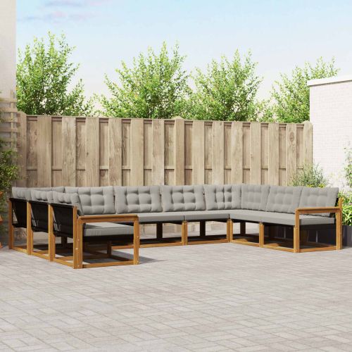 Комплект дивани за открито 9 pcs Естествено и светло сиво