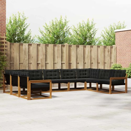 Комплект дивани за открито 9 pcs Естествено и черно