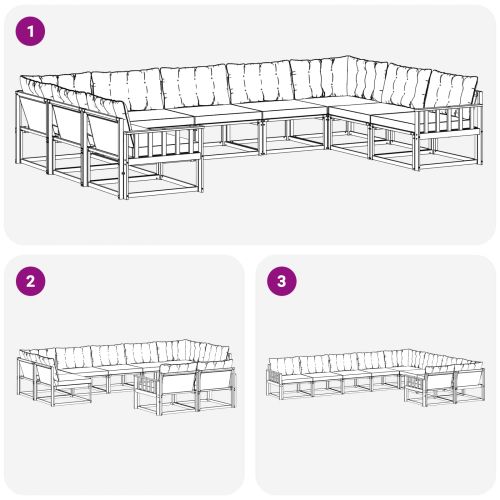 Комплект дивани за открито 9 pcs Натурален и Крема