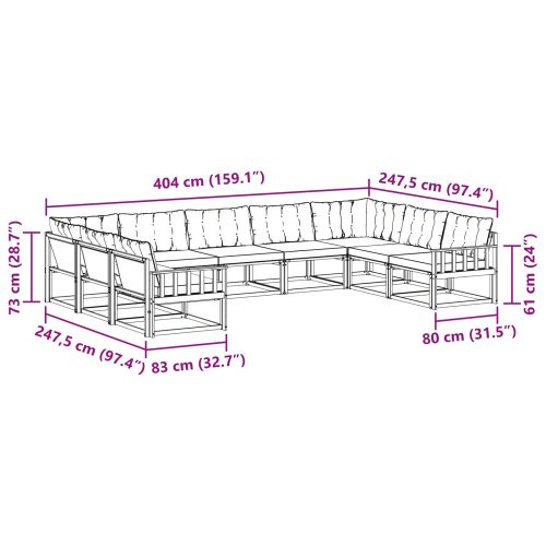 Комплект дивани за открито 9 pcs Натурален и Крема