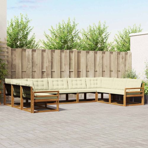 Комплект дивани за открито 9 pcs Натурален и Крема