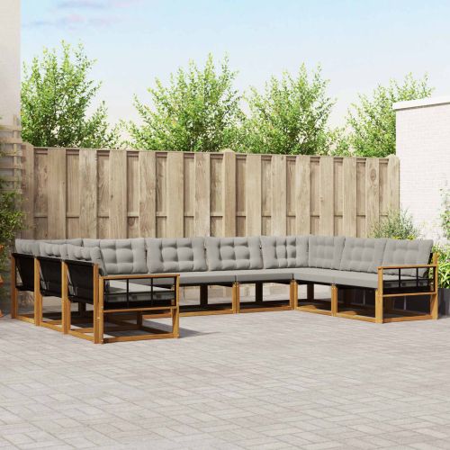 Комплект дивани за открито 9 pcs Естествено и светло сиво