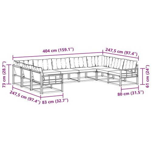 Комплект дивани за открито 9 pcs Естествено и светло сиво