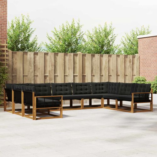 Комплект дивани за открито 9 pcs Естествено и черно