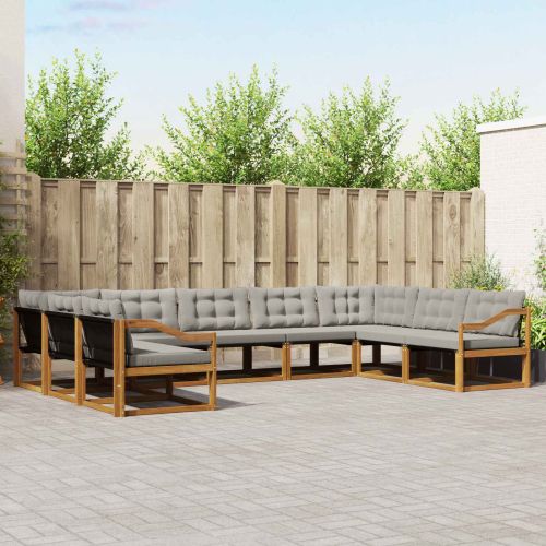 Комплект дивани за открито 9 pcs Естествено и светло сиво