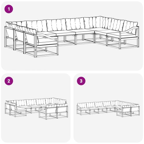 Комплект дивани за открито 9 pcs Естествено и черно