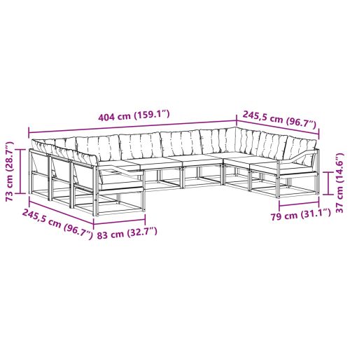 Комплект дивани за открито 9 pcs Естествено и черно