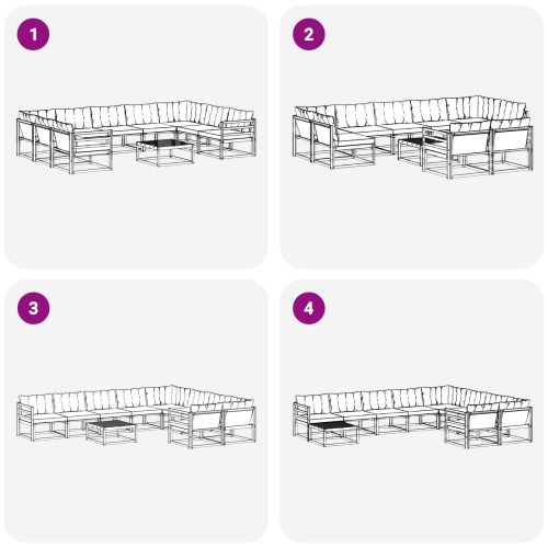 Комплект дивани за открито 10 pcs Натурален и Крема