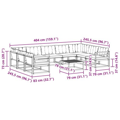 Комплект дивани за открито 10 pcs Естествено и светло сиво