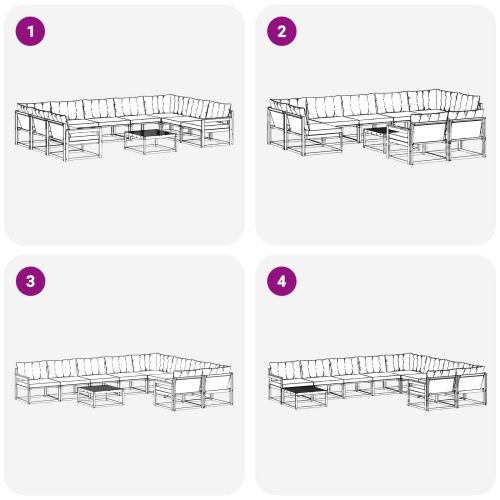 Комплект дивани за открито 10 pcs Натурален и Бежов