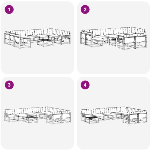 Комплект дивани за открито 10 pcs Натурален и Крема