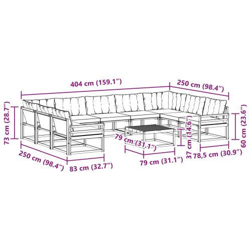 Комплект дивани за открито 10 pcs Естествено и светло сиво