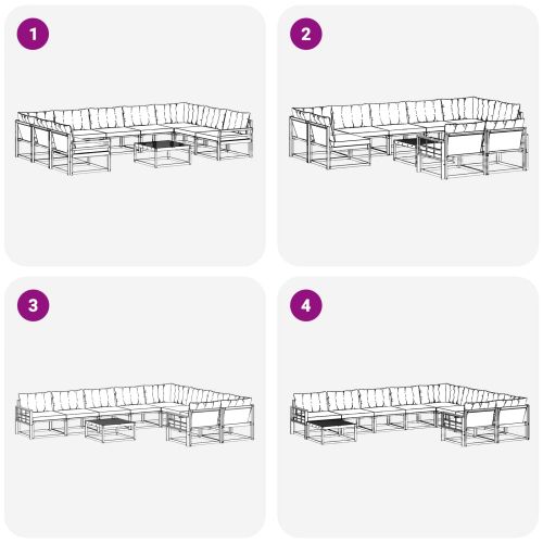 Комплект дивани за открито 10 pcs Натурален и Крема