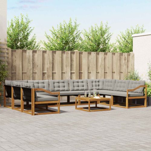 Комплект дивани за открито 10 pcs Естествено и светло сиво