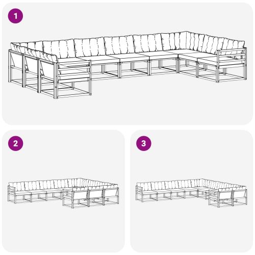 Комплект дивани за открито 10 pcs Натурален и Крема