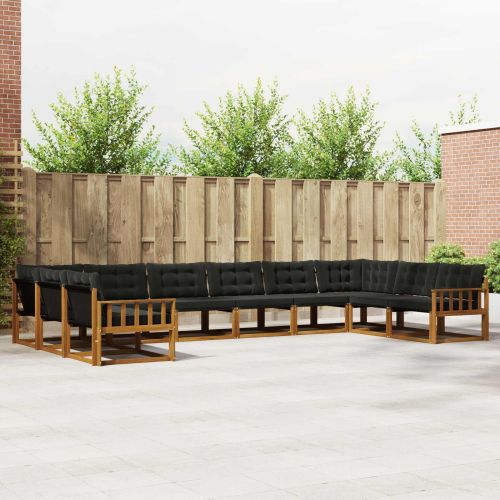 Комплект дивани за открито 10 pcs Естествено и черно