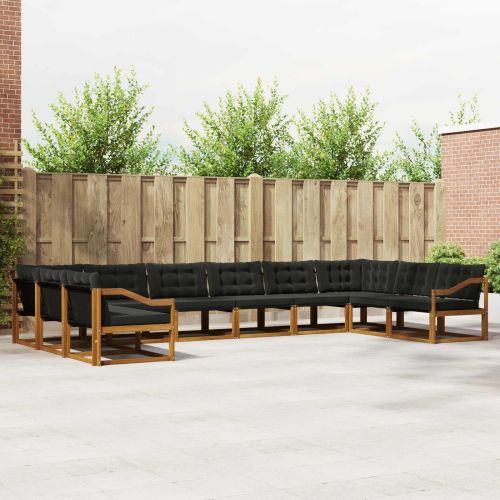 Комплект дивани за открито 10 pcs Естествено и черно