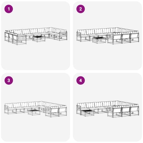 Комплект дивани за открито 11 pcs Натурален и Крема