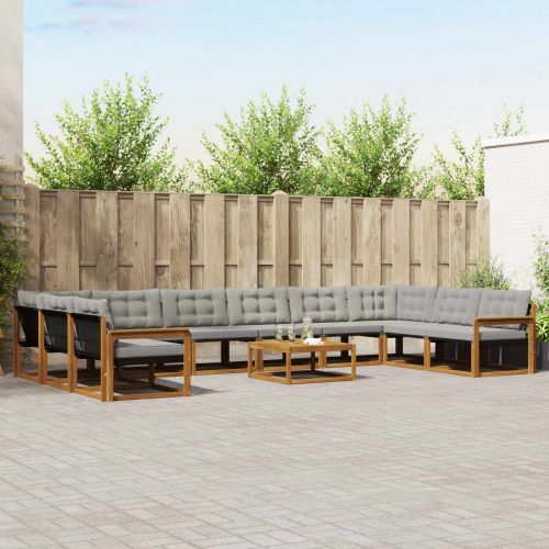 Комплект дивани за открито 11 pcs Естествено и светло сиво