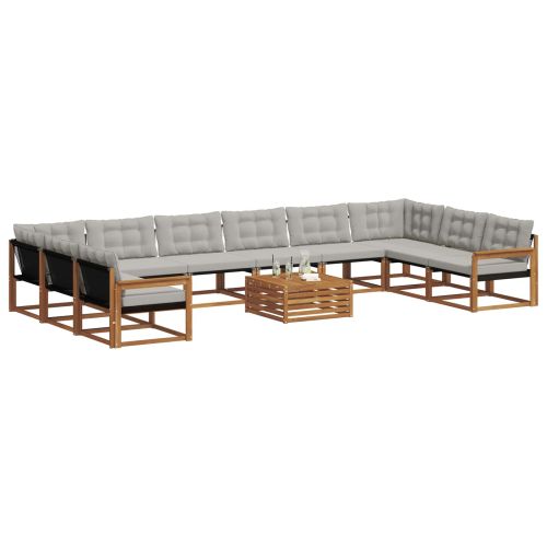 Комплект дивани за открито 11 pcs Естествено и светло сиво