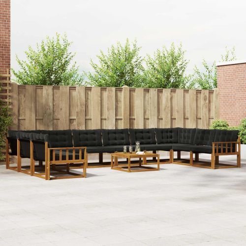 Комплект дивани за открито 11 pcs Естествено и черно