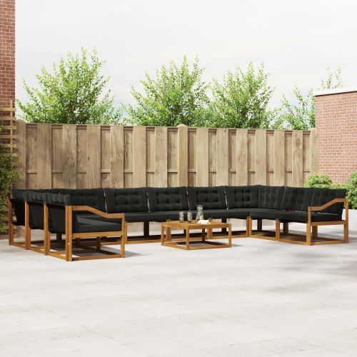 Комплект дивани за открито 11 pcs Естествено и черно