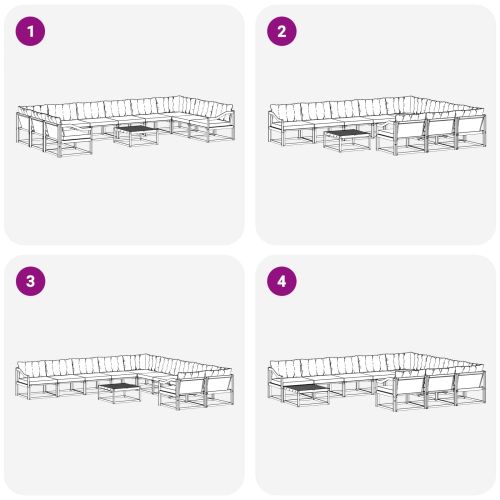 Комплект дивани за открито 11 pcs Естествено и черно