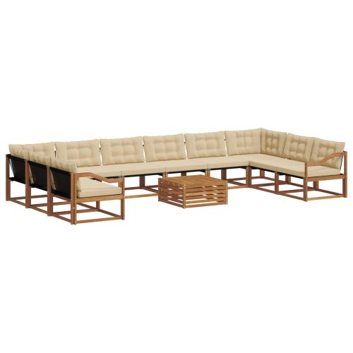 Комплект дивани за открито 11 pcs Натурален и Бежов