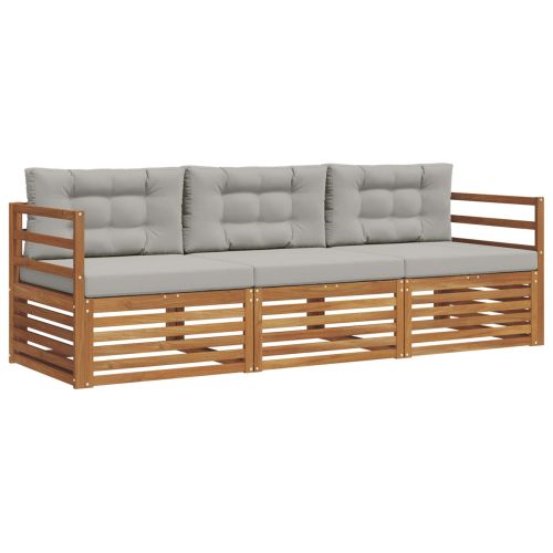 Комплект дивани за открито 3 pcs Естествено и светло сиво