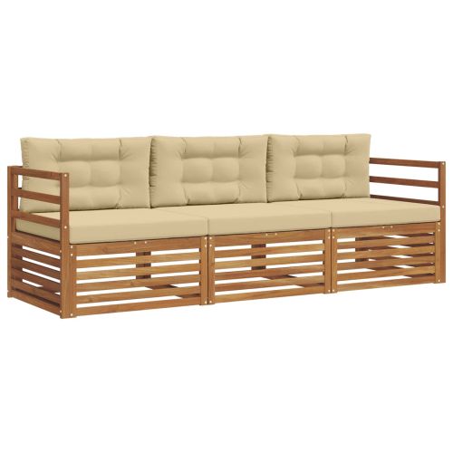 Комплект дивани за открито 3 pcs Натурален и Бежов