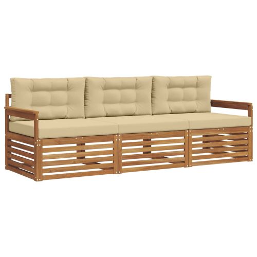 Комплект дивани за открито 3 pcs Натурален и Бежов