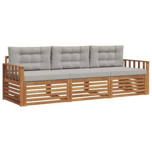 Комплект дивани за открито 3 pcs Естествено и светло сиво