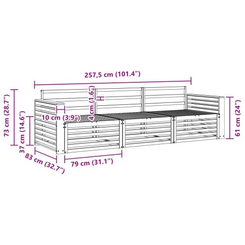 Комплект дивани за открито 3 pcs Естествен