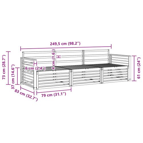 Комплект дивани за открито 3 pcs Естествен