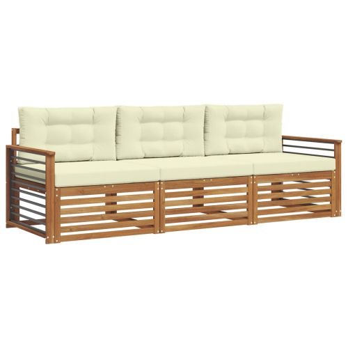 Комплект дивани за открито 3 pcs Натурален и Крема